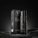 SHARK DUST bottle and box over rocks with black background